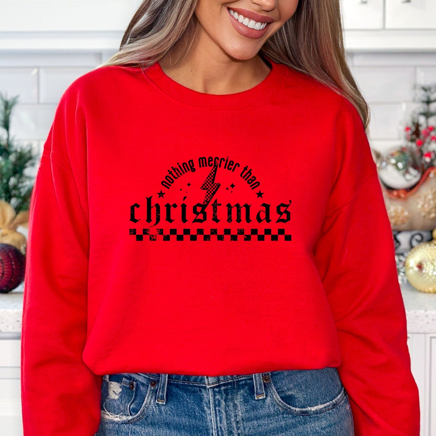 Nothing Merrier Than Christmas Grunge - Sweatshirt