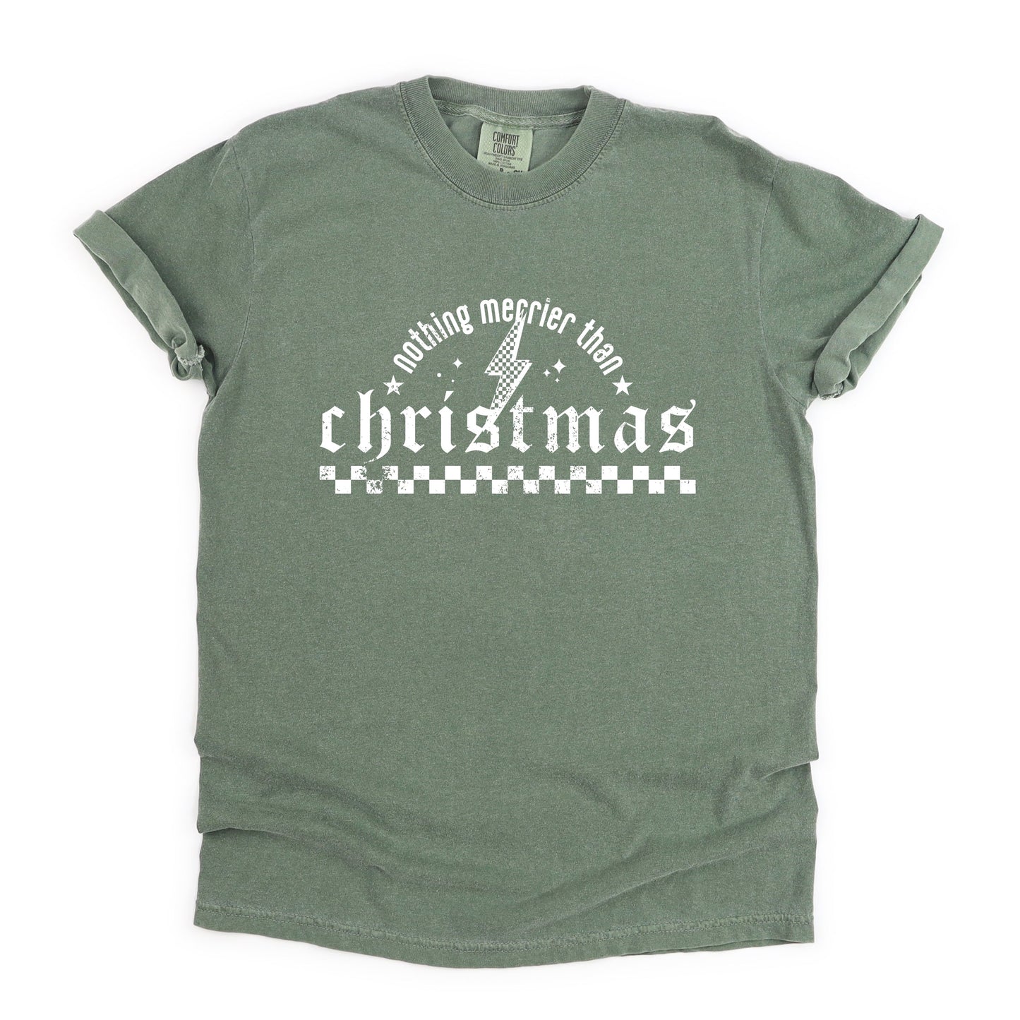 Nothing Merrier Than Christmas Grunge - Garment Dyed Tee