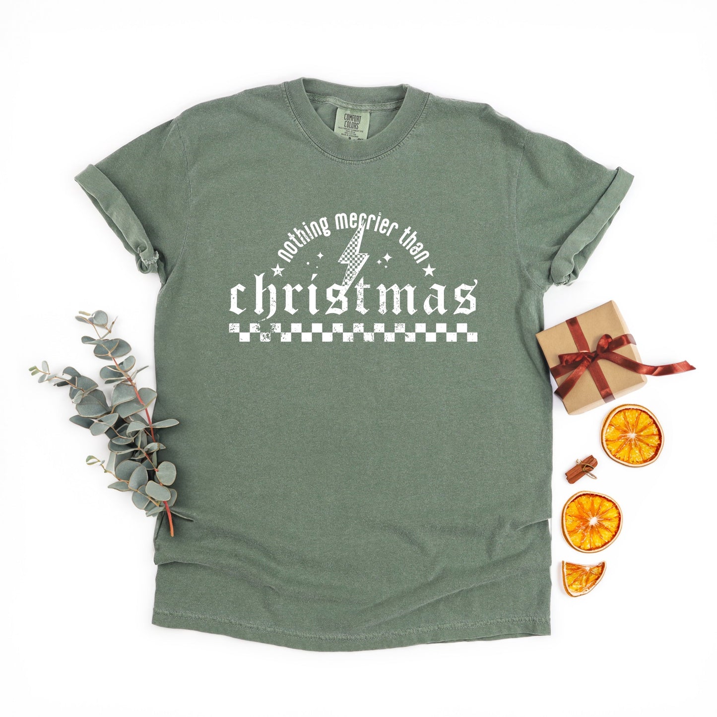 Nothing Merrier Than Christmas Grunge - Garment Dyed Tee