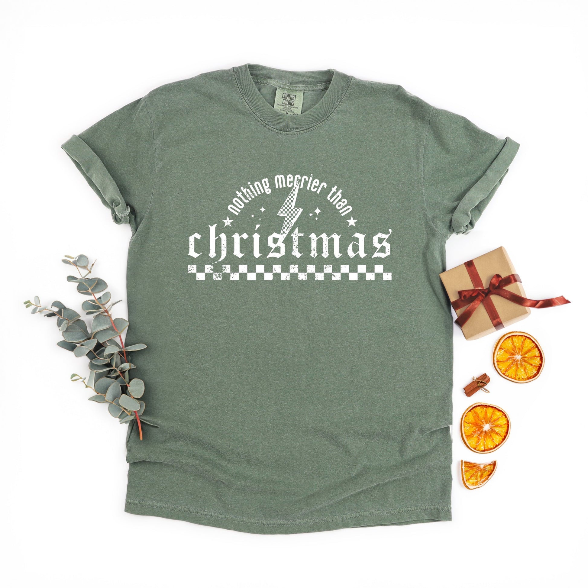 Nothing Merrier Than Christmas Grunge - Garment Dyed Tee