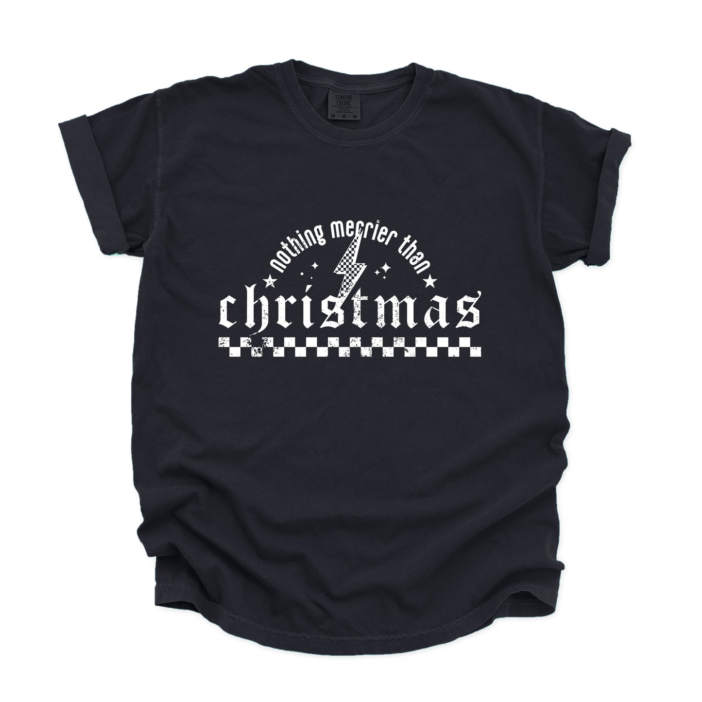 Nothing Merrier Than Christmas Grunge - Garment Dyed Tee
