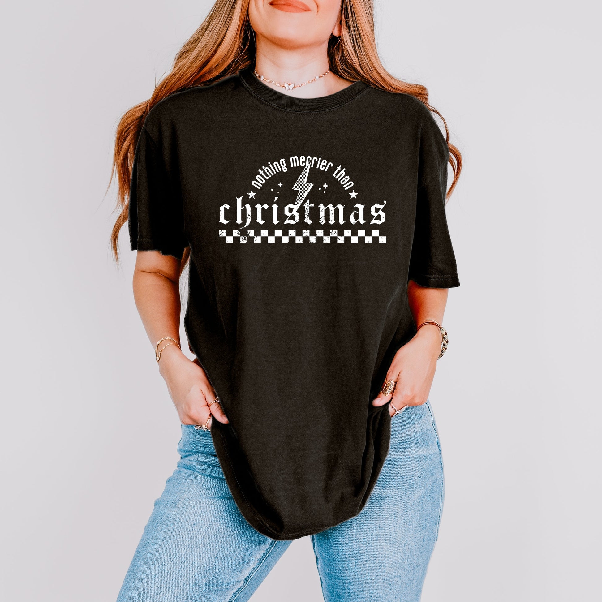 Nothing Merrier Than Christmas Grunge - Garment Dyed Tee