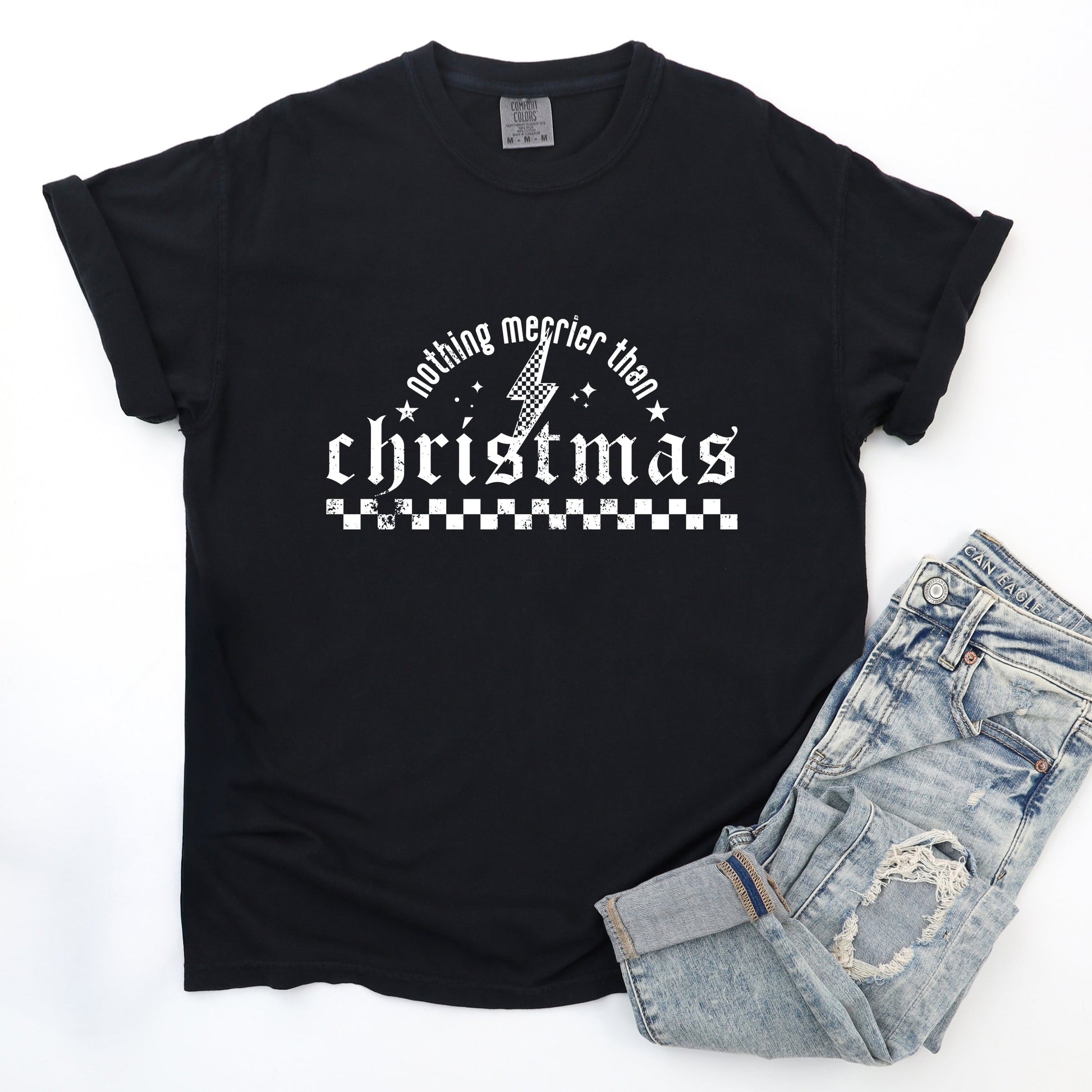Nothing Merrier Than Christmas Grunge - Garment Dyed Tee