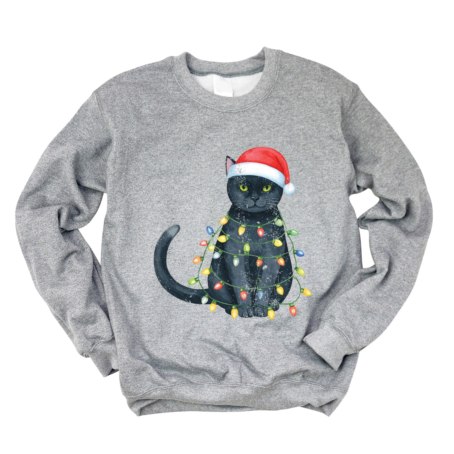 Black Cat Christmas Lights - Sweatshirt