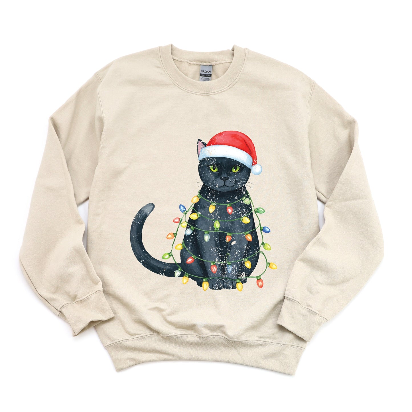 Black Cat Christmas Lights - Sweatshirt