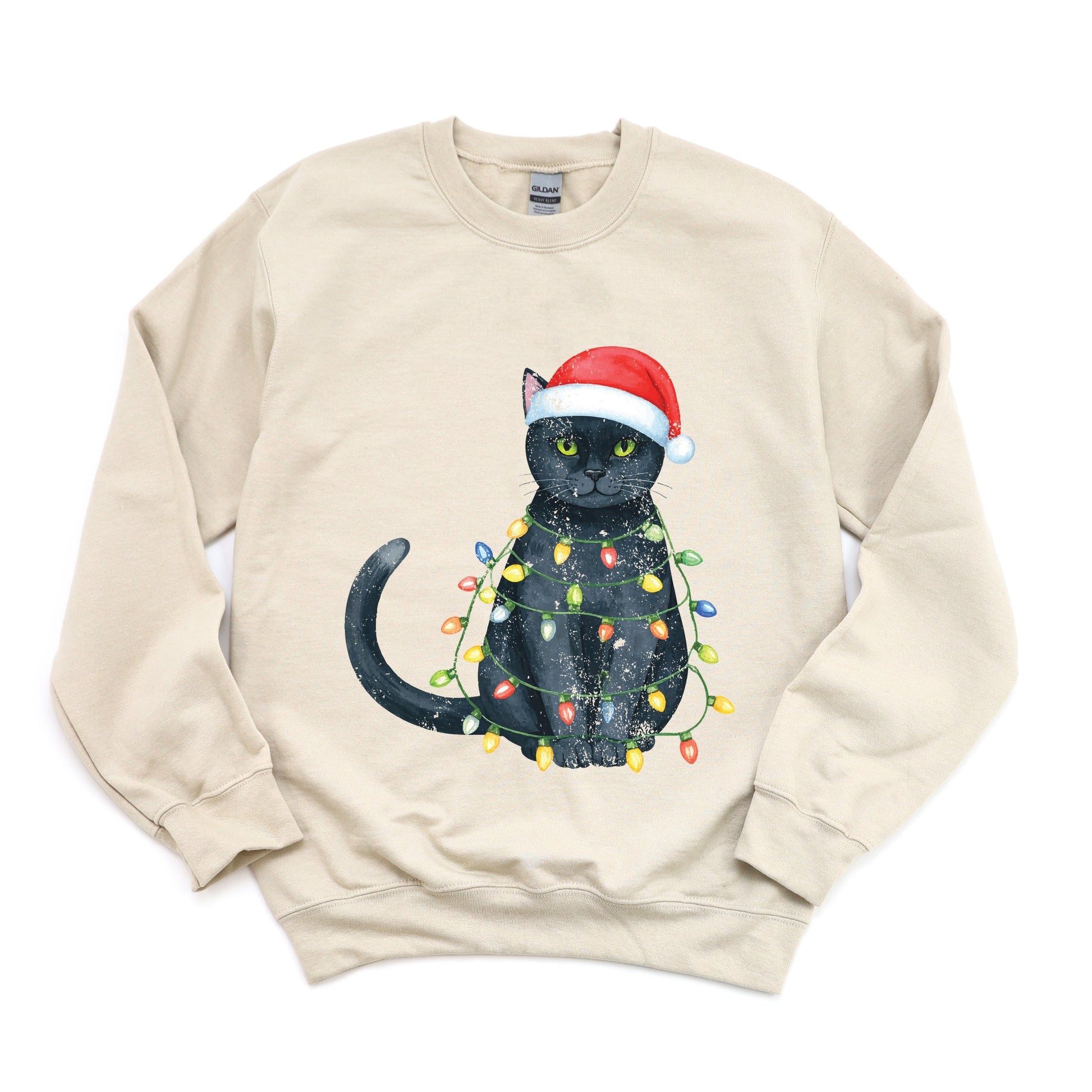 Black Cat Christmas Lights - Sweatshirt