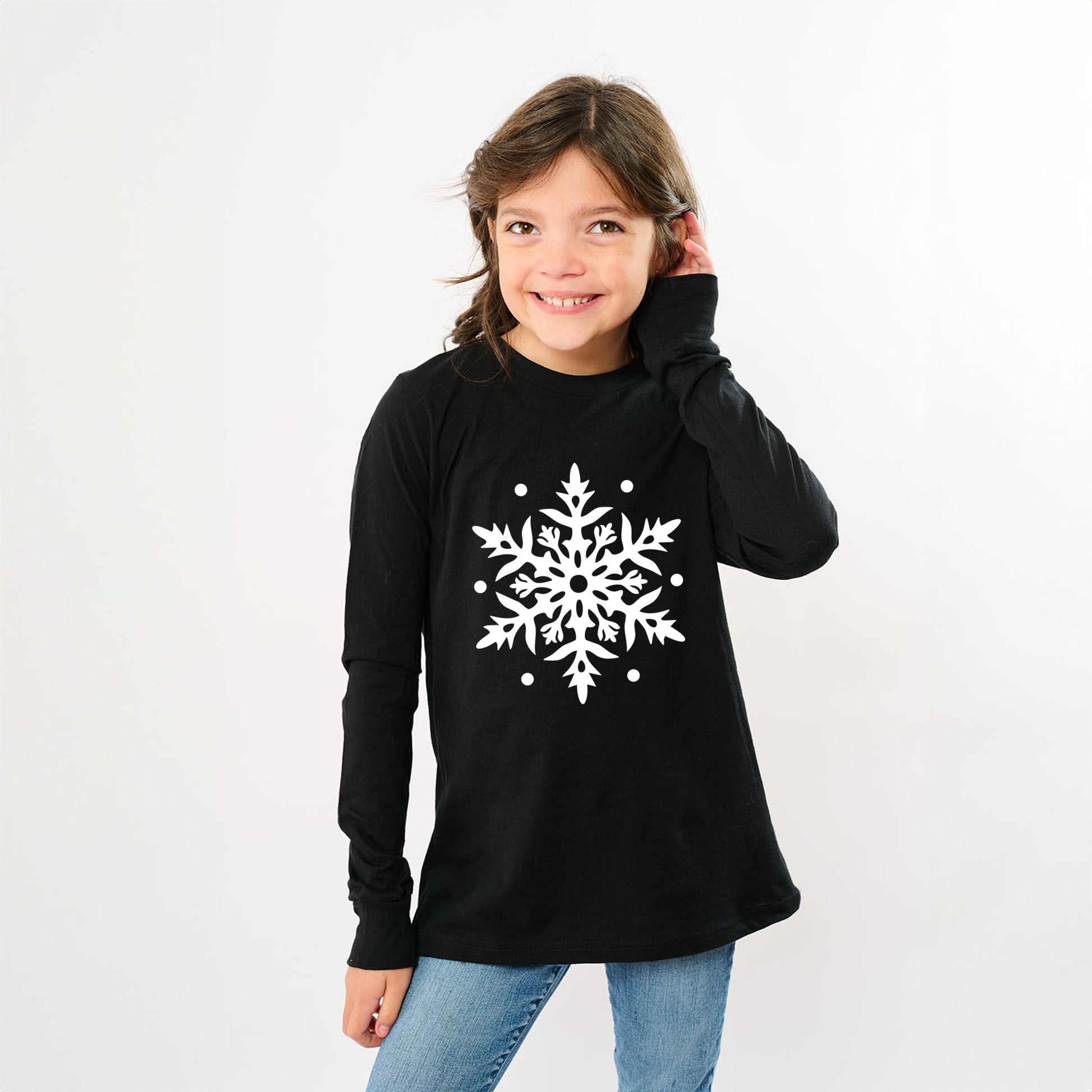 White Snowflake - Youth Long Sleeve Graphic T-Shirt