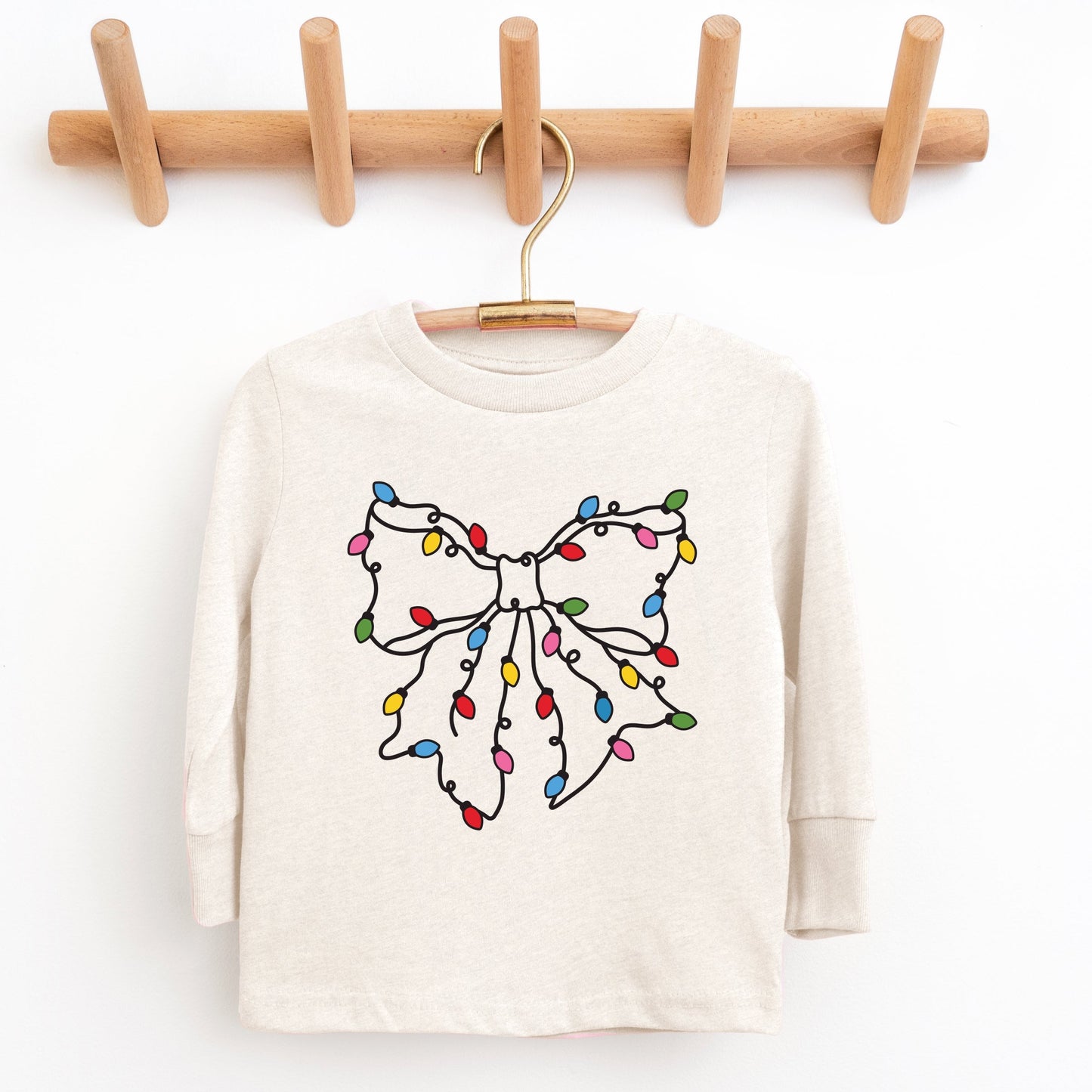 Christmas Light Bow Coquette - Youth Long Sleeve Graphic T-Shirt