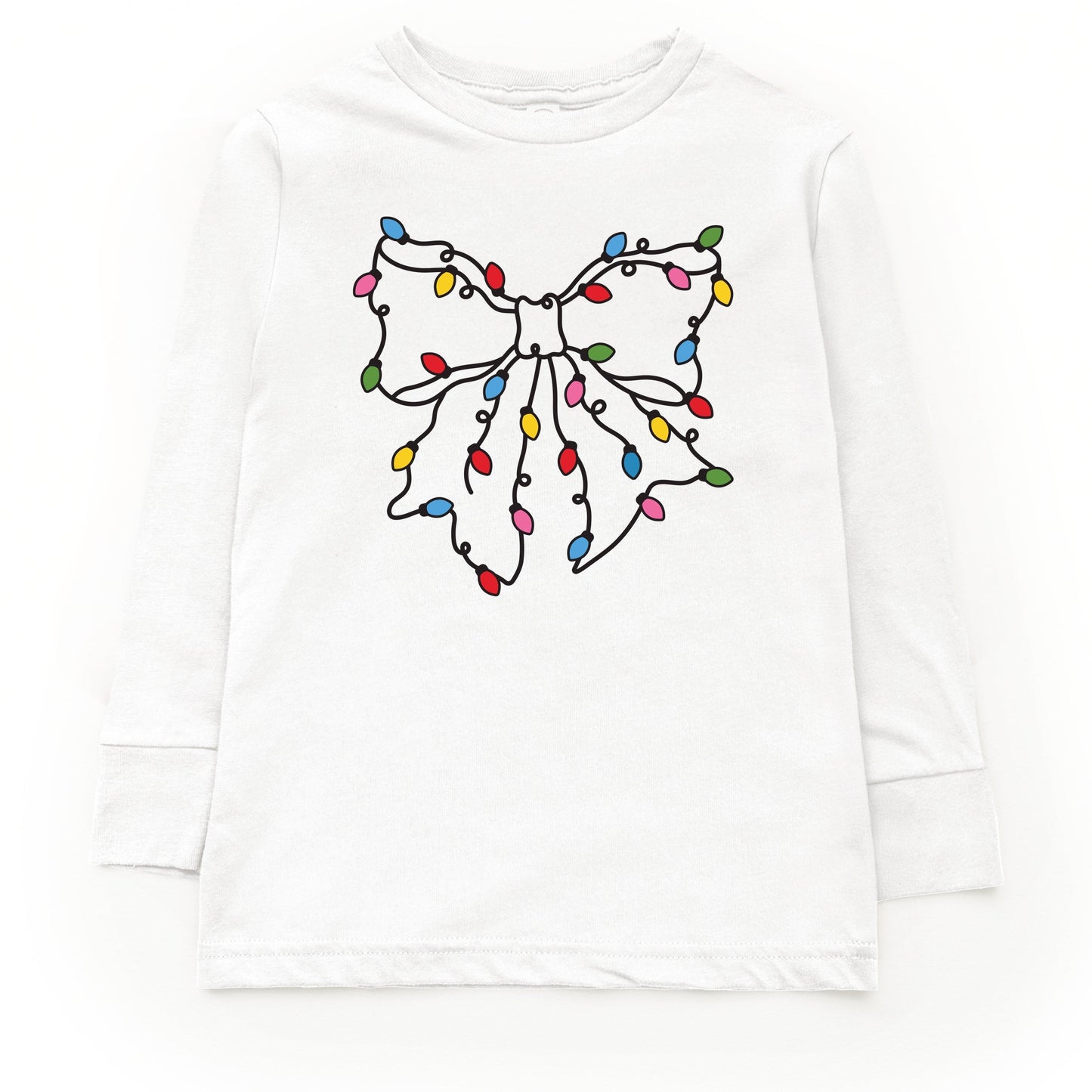 Christmas Light Bow Coquette - Youth Long Sleeve Graphic T-Shirt