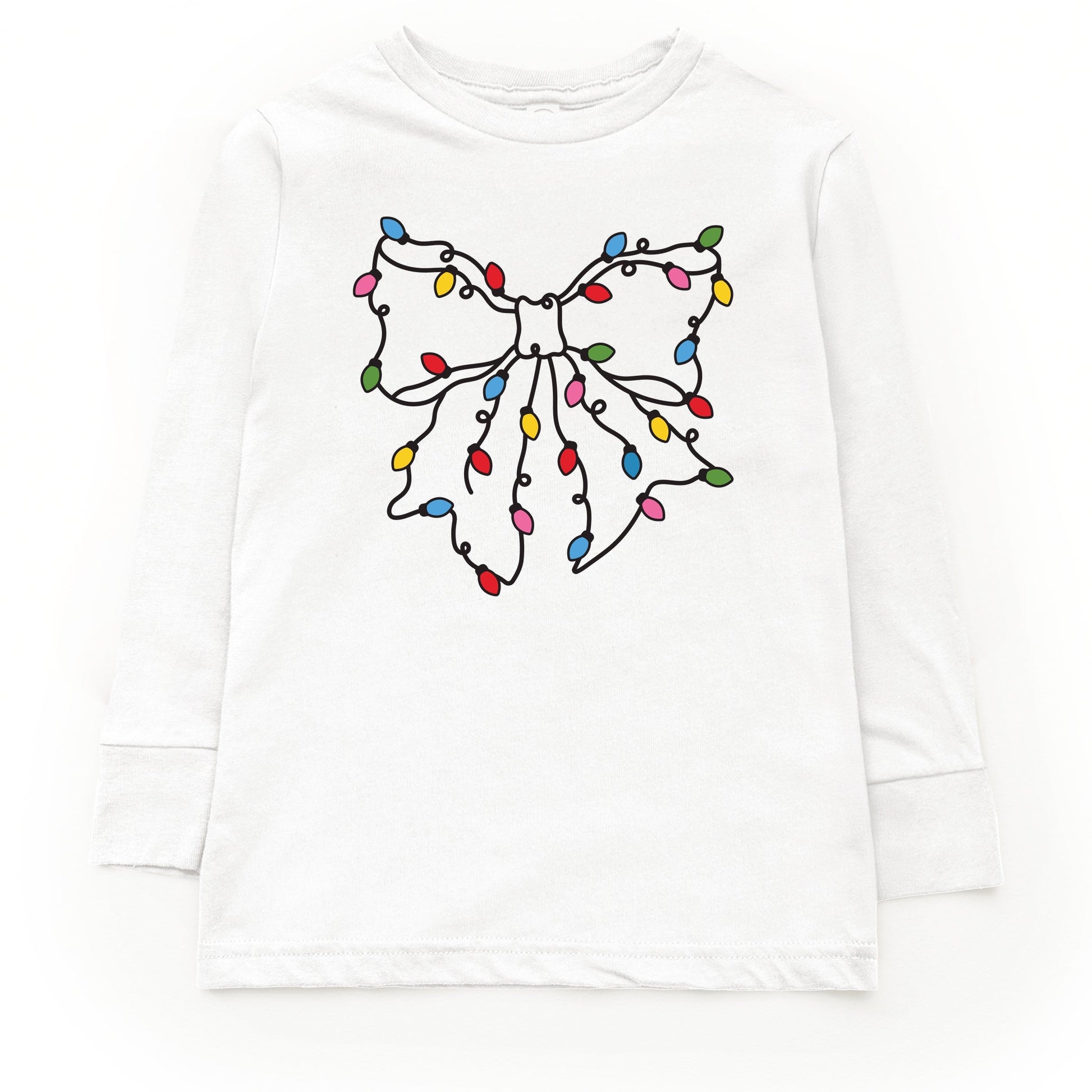 Christmas Light Bow Coquette - Youth Long Sleeve Graphic T-Shirt