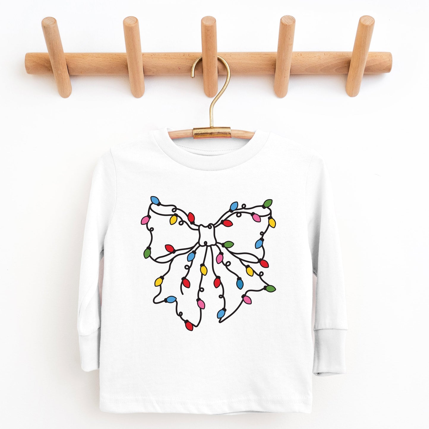 Christmas Light Bow Coquette - Youth Long Sleeve Graphic T-Shirt