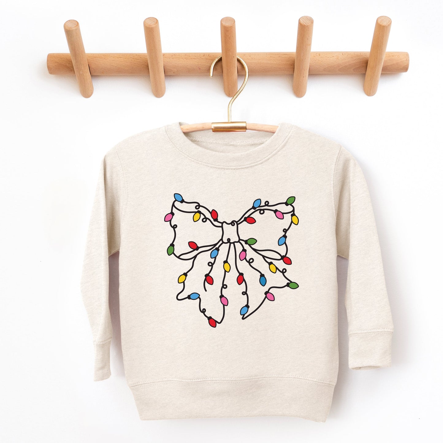 Christmas Light Bow Coquette - Toddler Graphic Sweatshirt