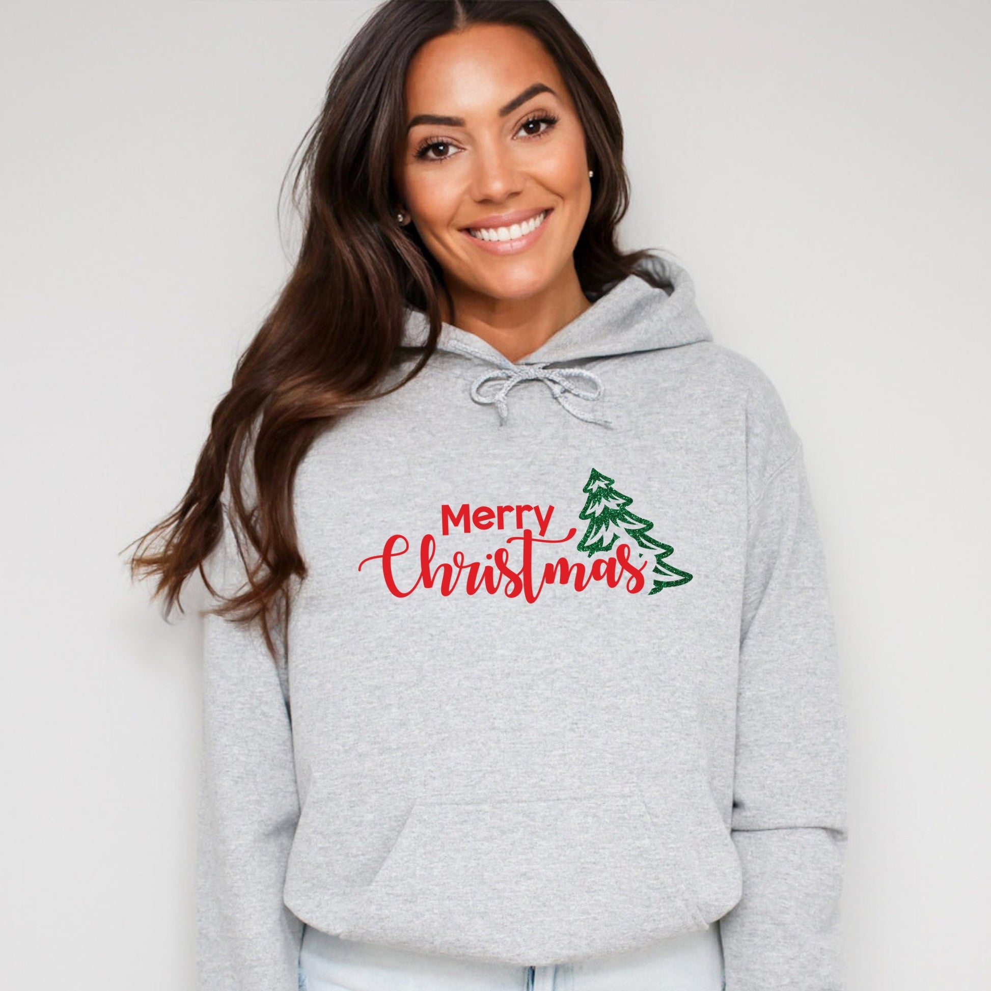 Merry Christmas Glitter Tree - Womens Hoodie