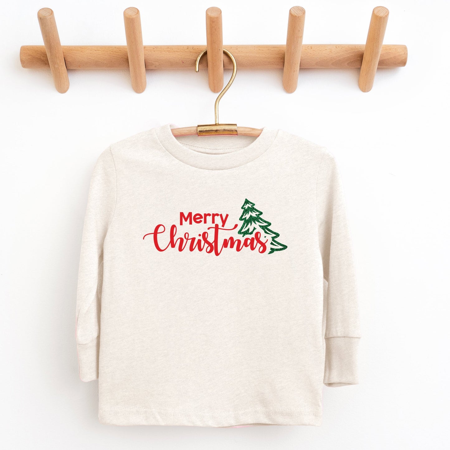 Merry Christmas Glitter Tree - Youth Long Sleeve Graphic T-Shirt