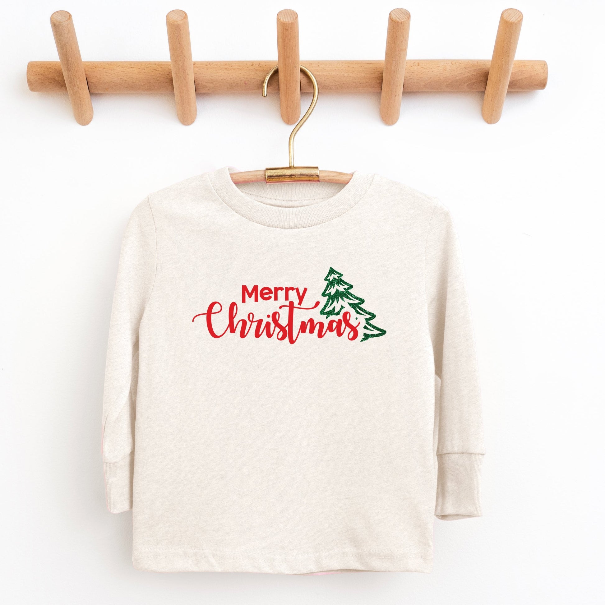 Merry Christmas Glitter Tree - Youth Long Sleeve Graphic T-Shirt
