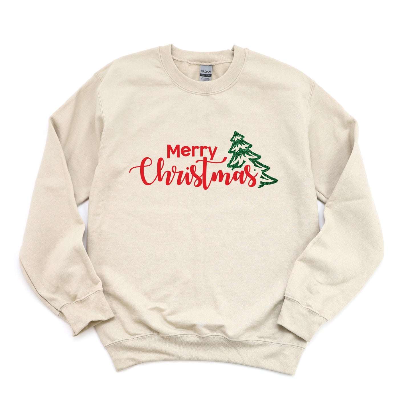 Merry Christmas Glitter Tree -  Womens Sweatshirt