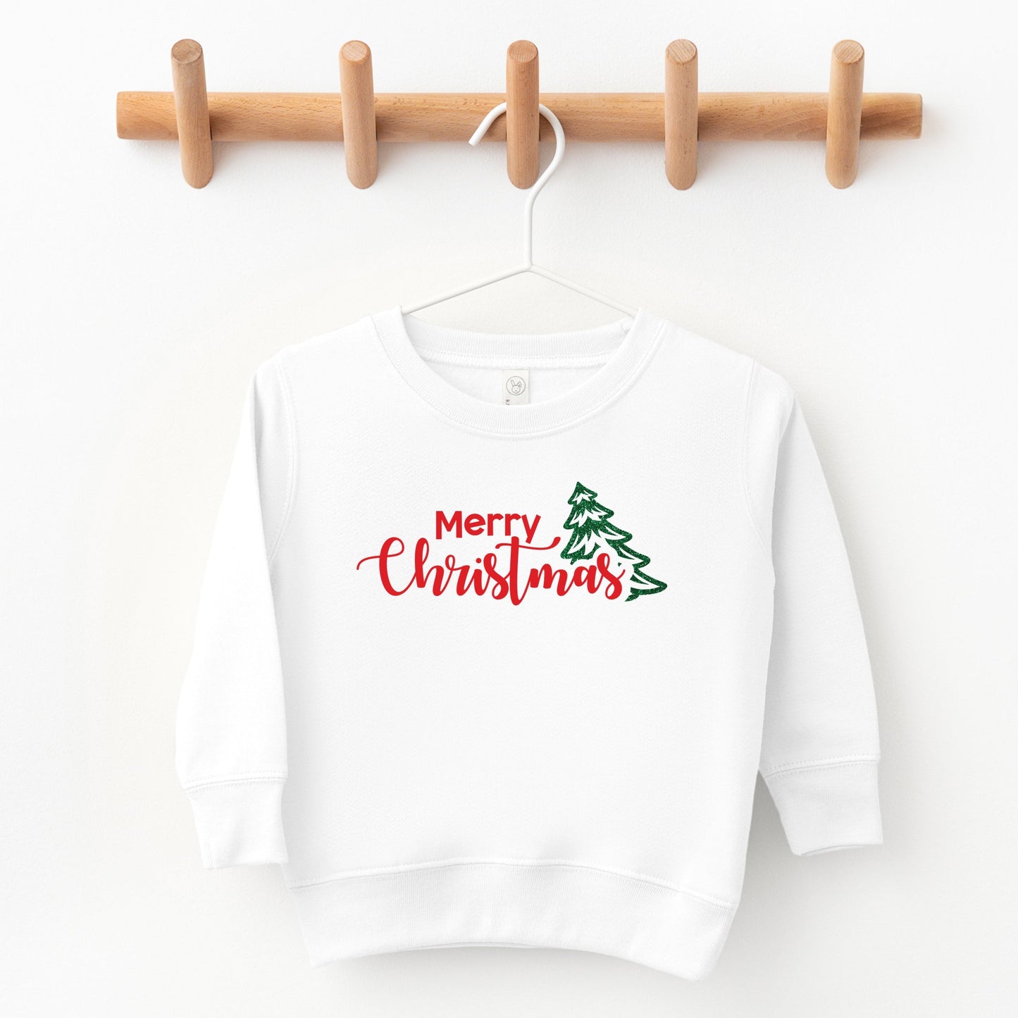 Merry Christmas Glitter Tree - Toddler Graphic Sweatshirt
