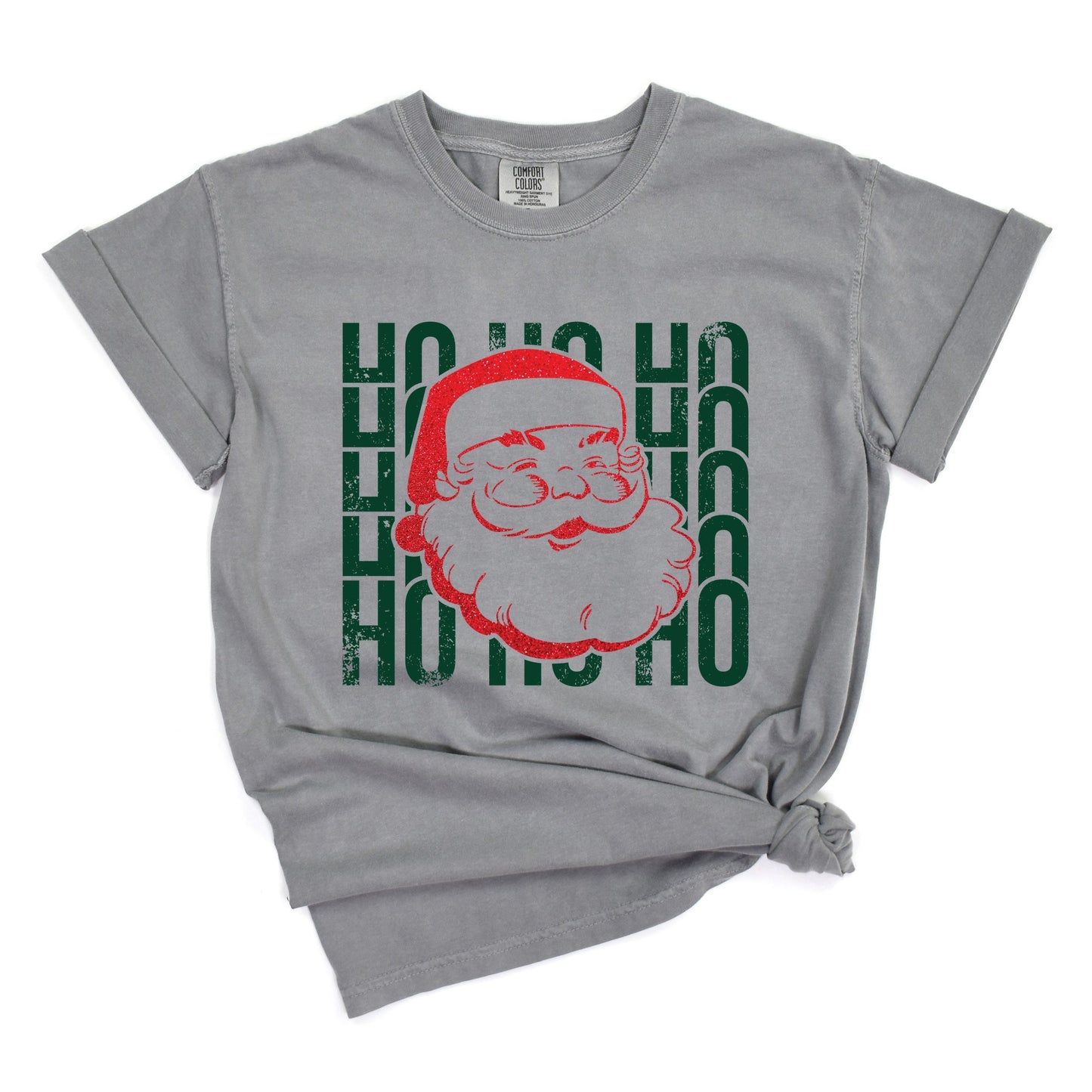 Ho Ho Ho Glitter Santa - Women's Garment Dyed Tee
