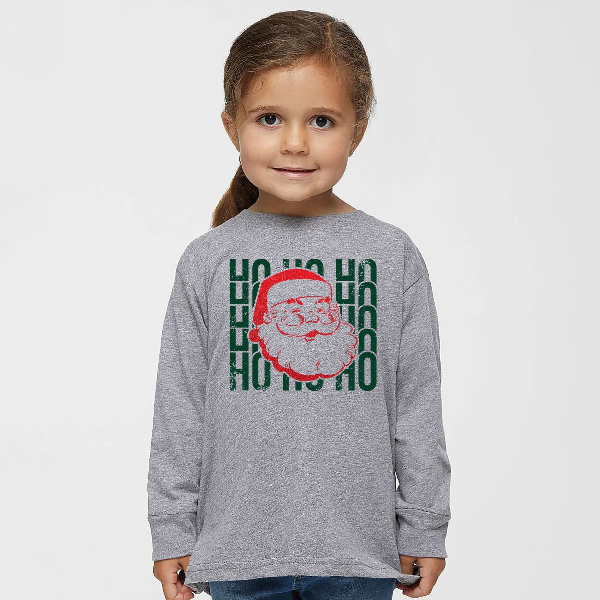 Ho Ho Ho Glitter Santa - Toddler Long Sleeve Graphic Tee