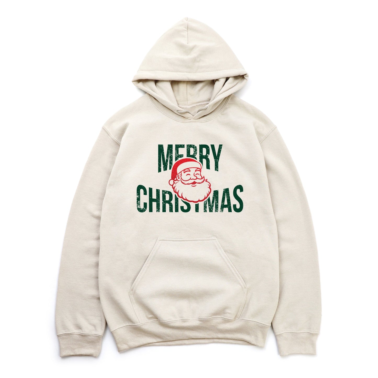 Merry Christmas Arched Glitter Santa - Womens Hoodie