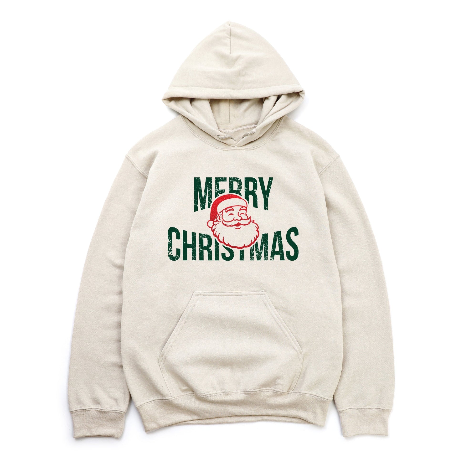 Merry Christmas Arched Glitter Santa - Womens Hoodie