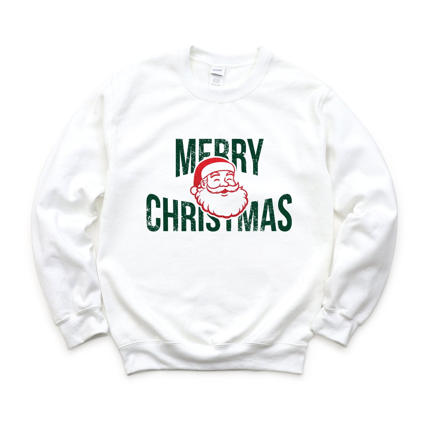 Merry Christmas Arched Glitter Santa -  Womens Sweatshirt