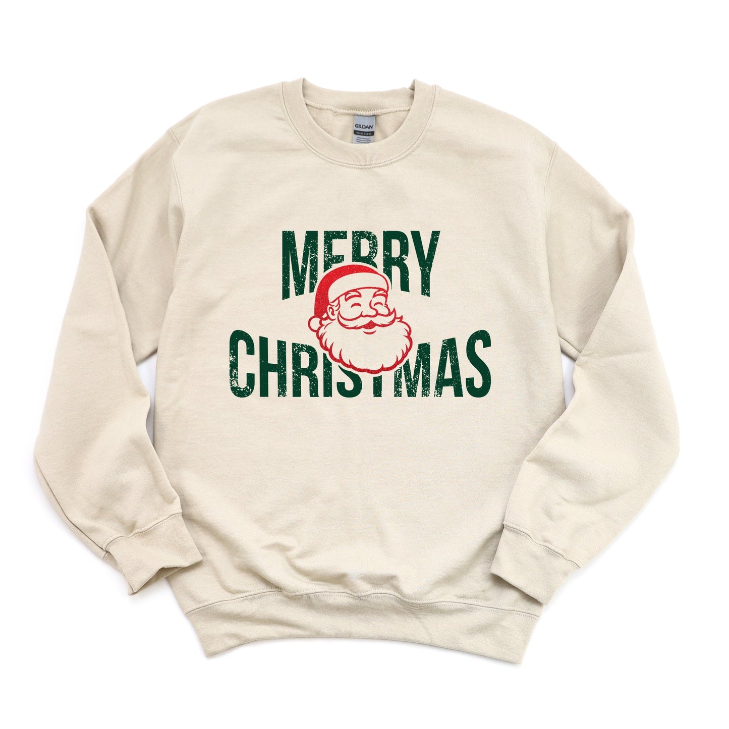 Merry Christmas Arched Glitter Santa -  Womens Sweatshirt
