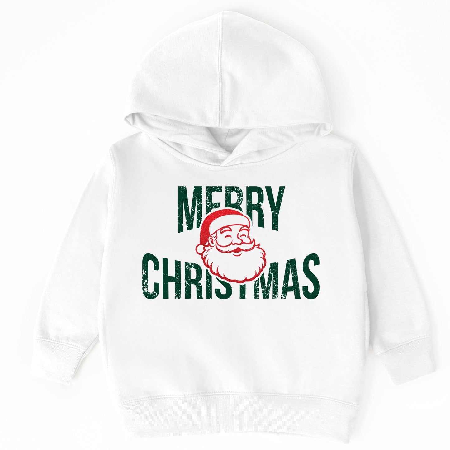 Merry Christmas Arched Glitter Santa - Toddler Hoodie