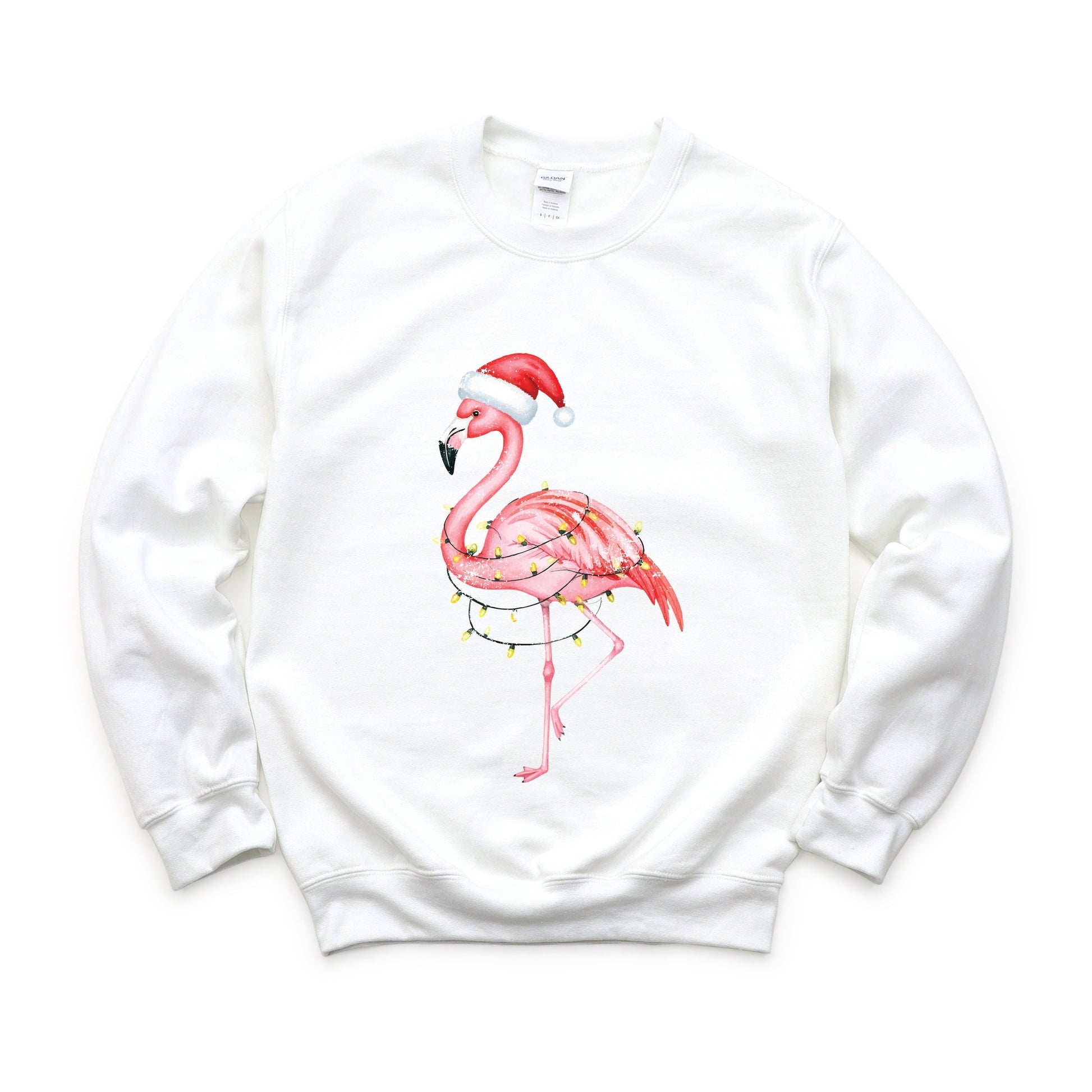 Flamingo Christmas Lights Watercolor - Sweatshirt