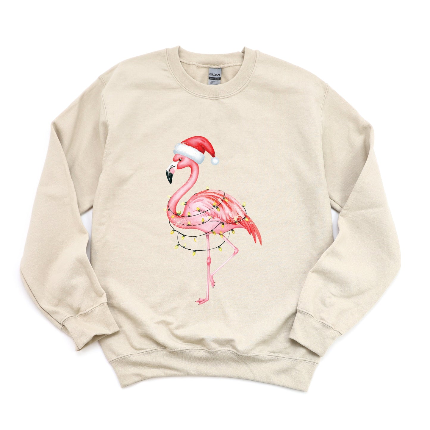 Flamingo Christmas Lights Watercolor - Sweatshirt