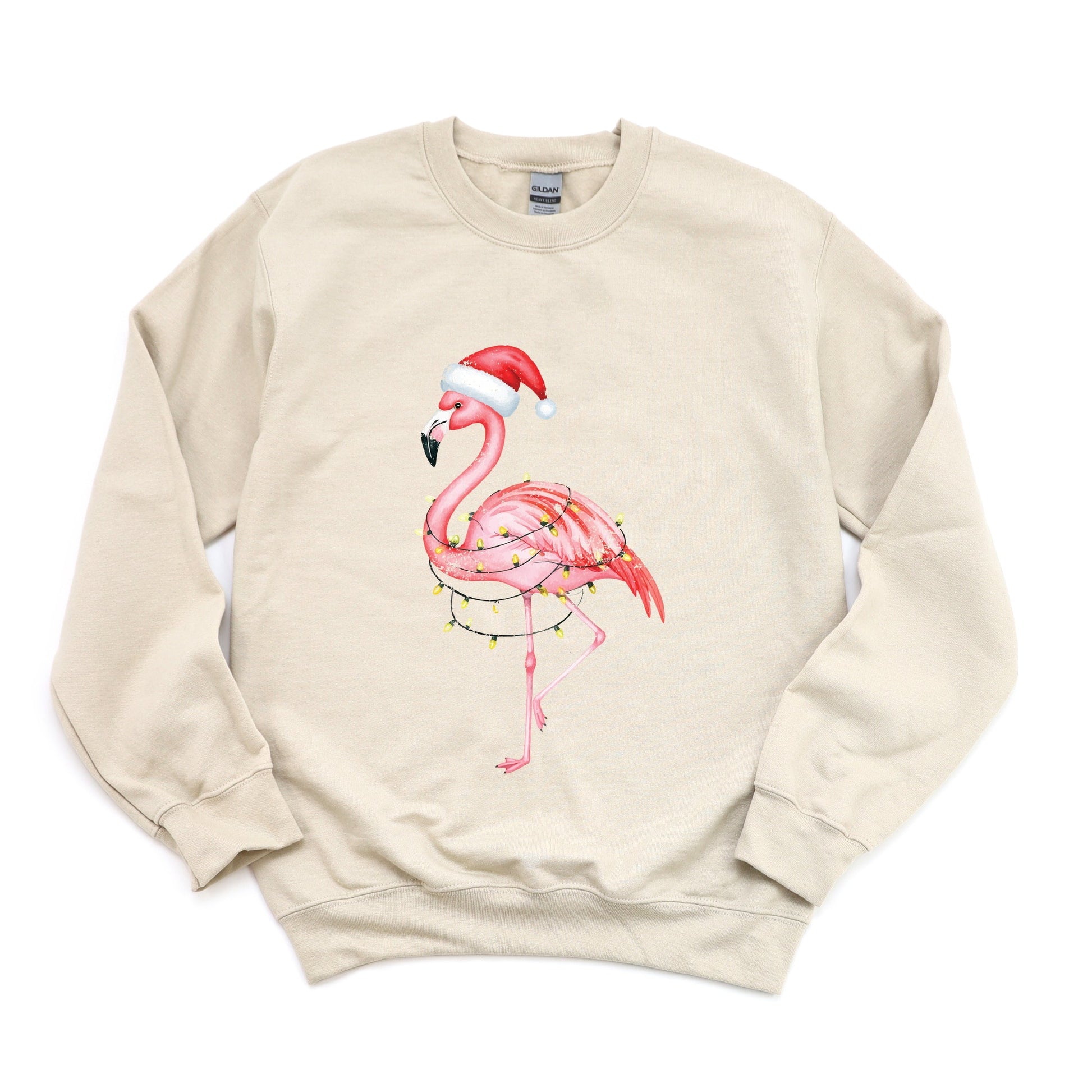 Flamingo Christmas Lights Watercolor - Sweatshirt
