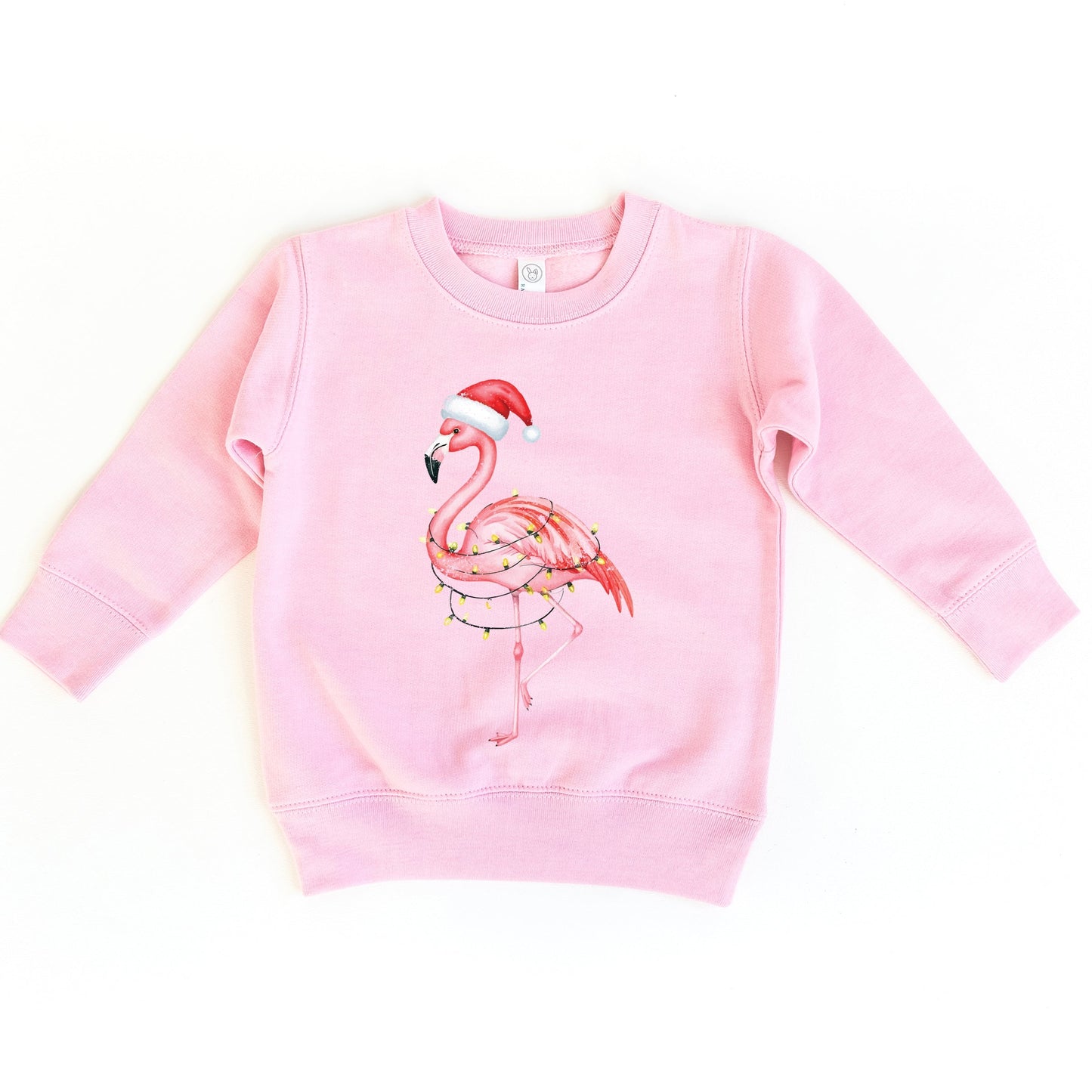 Flamingo Christmas Lights Watercolor - Toddler Graphic Sweatshirt