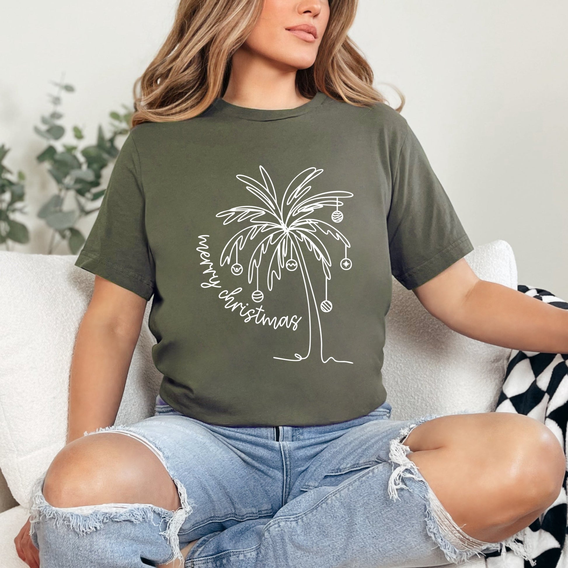 Merry Christmas Palm Tree - Short Sleeve Tee