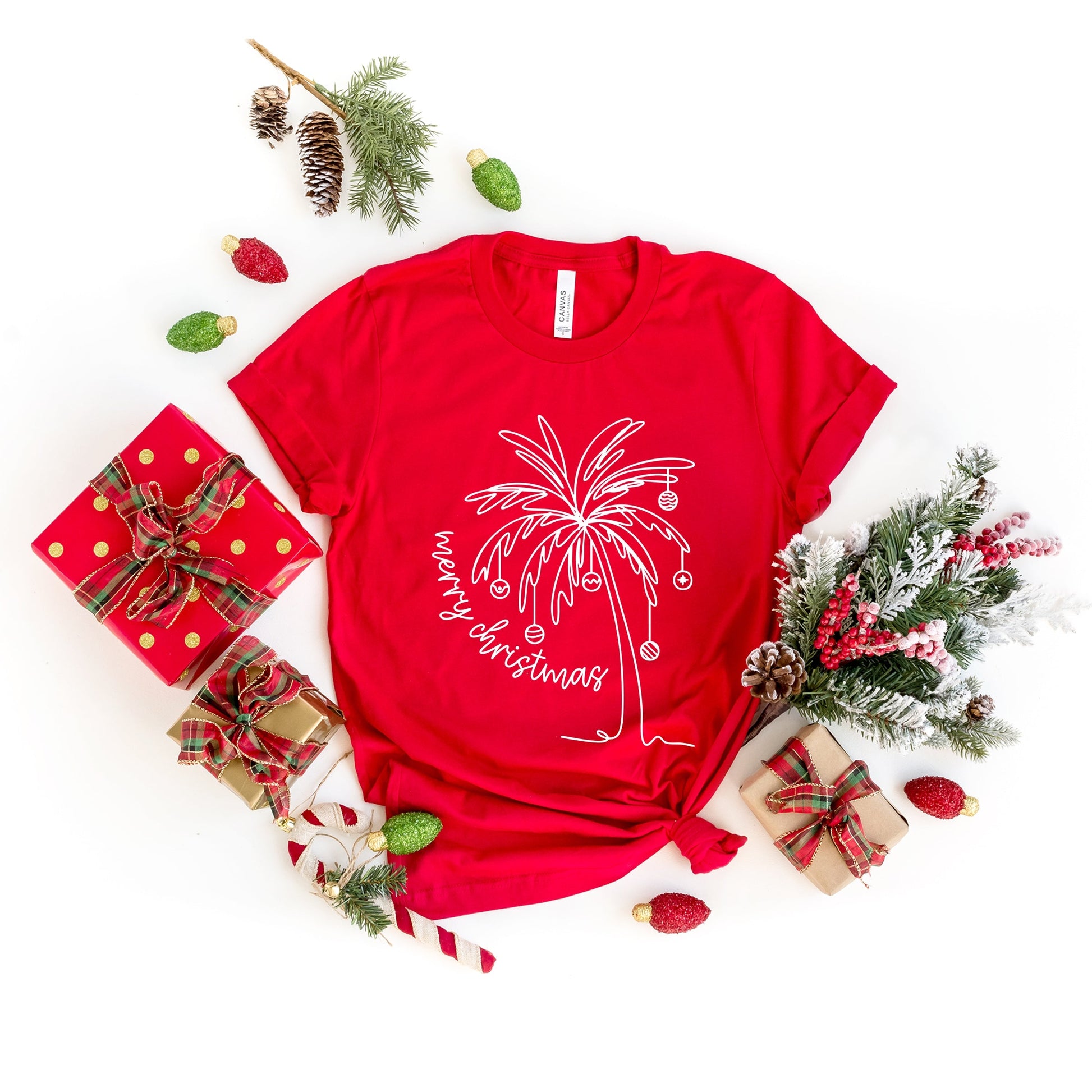 Merry Christmas Palm Tree - Short Sleeve Tee