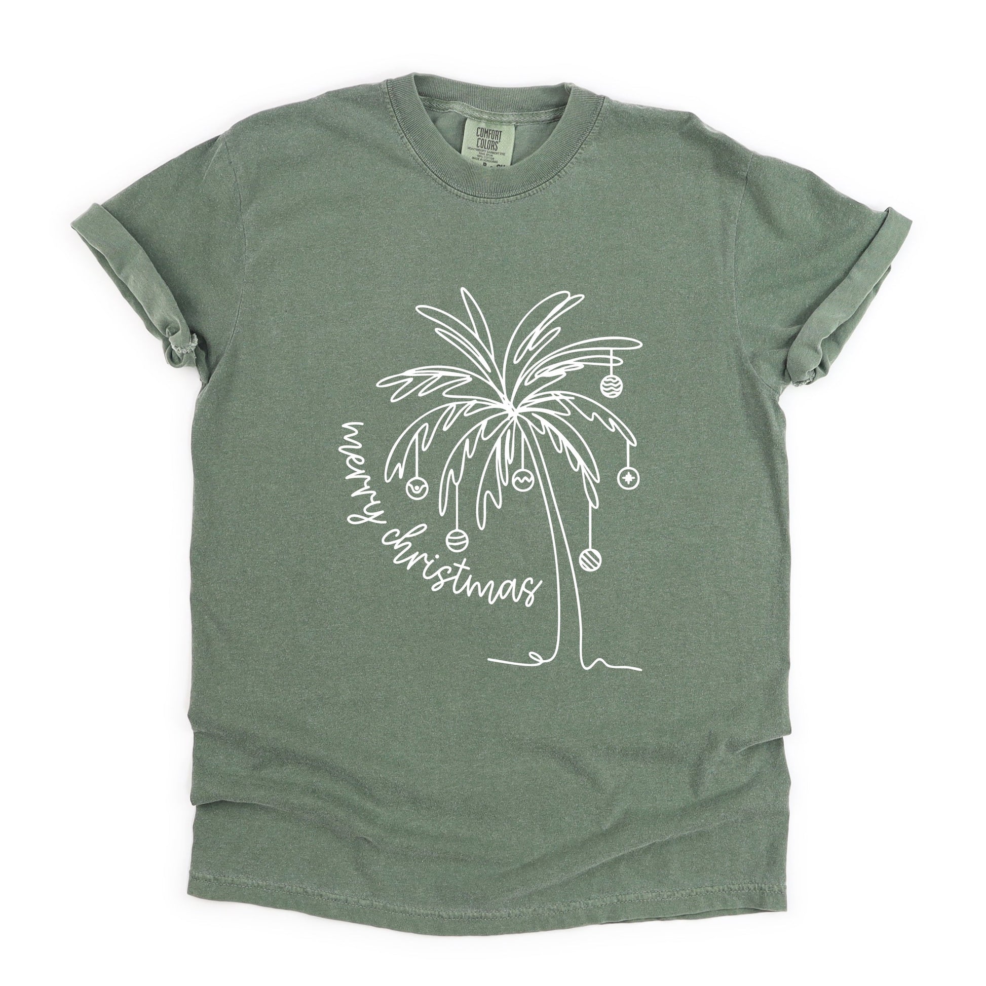 Merry Christmas Palm Tree - Garment Dyed Tee