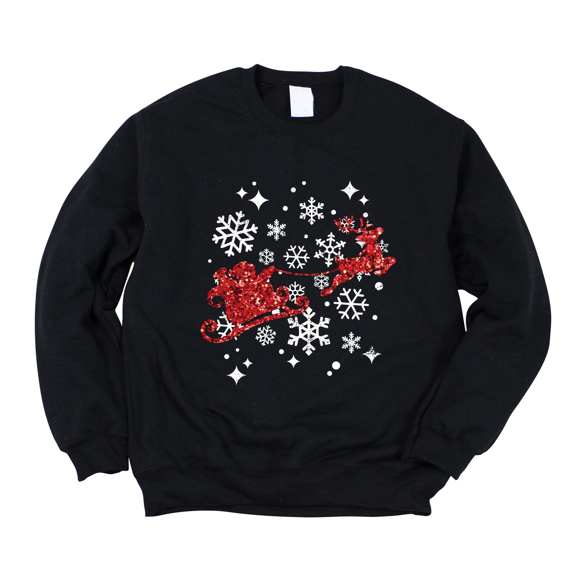 Santa Sleigh Glitter -  Womens Sweatshirt