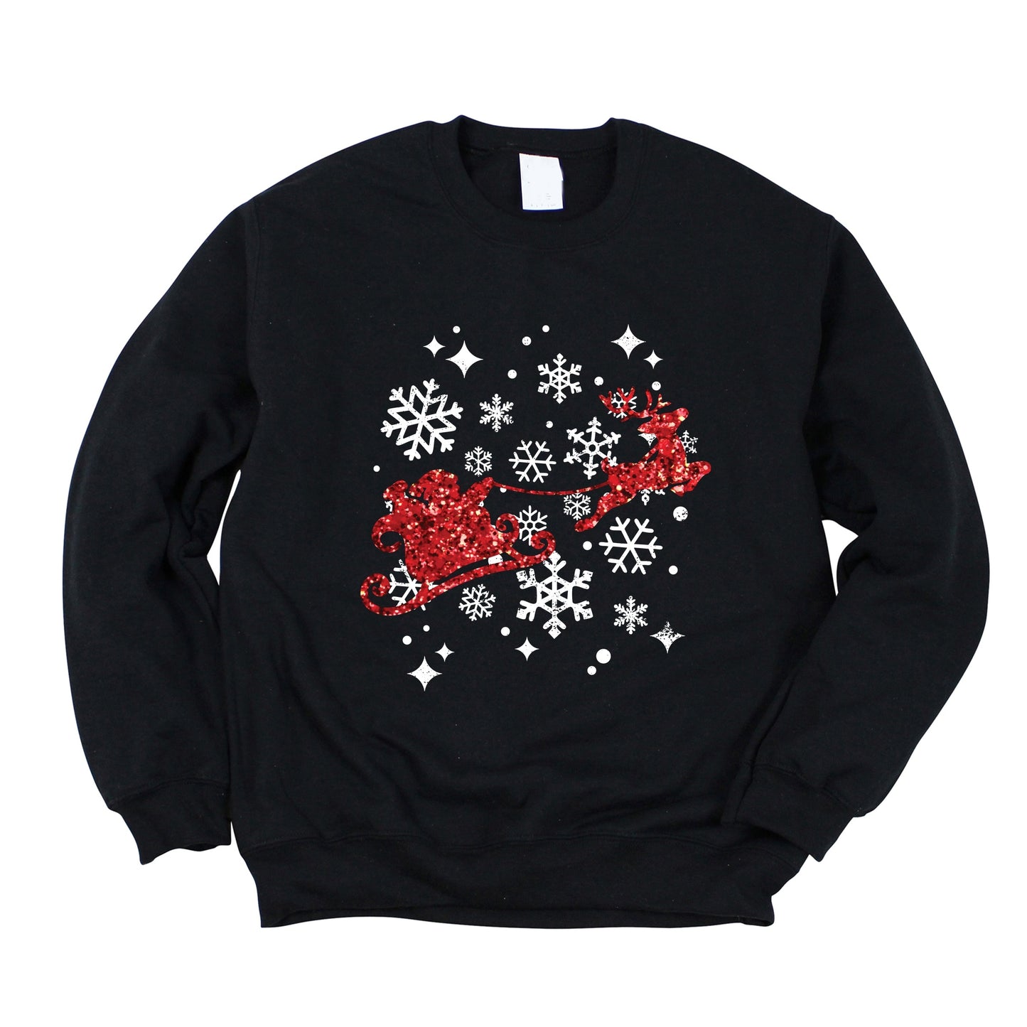 Santa Sleigh Glitter -  Womens Sweatshirt