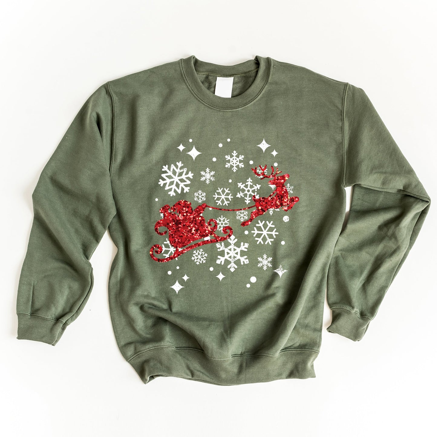 Santa Sleigh Glitter -  Womens Sweatshirt