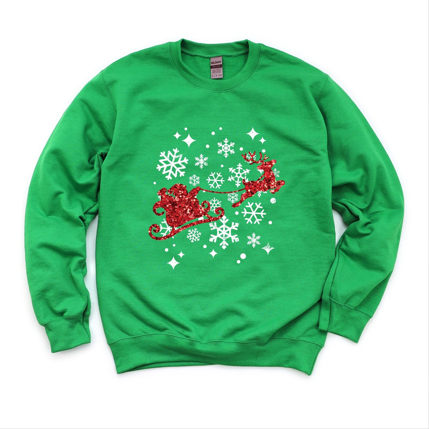 Santa Sleigh Glitter -  Womens Sweatshirt