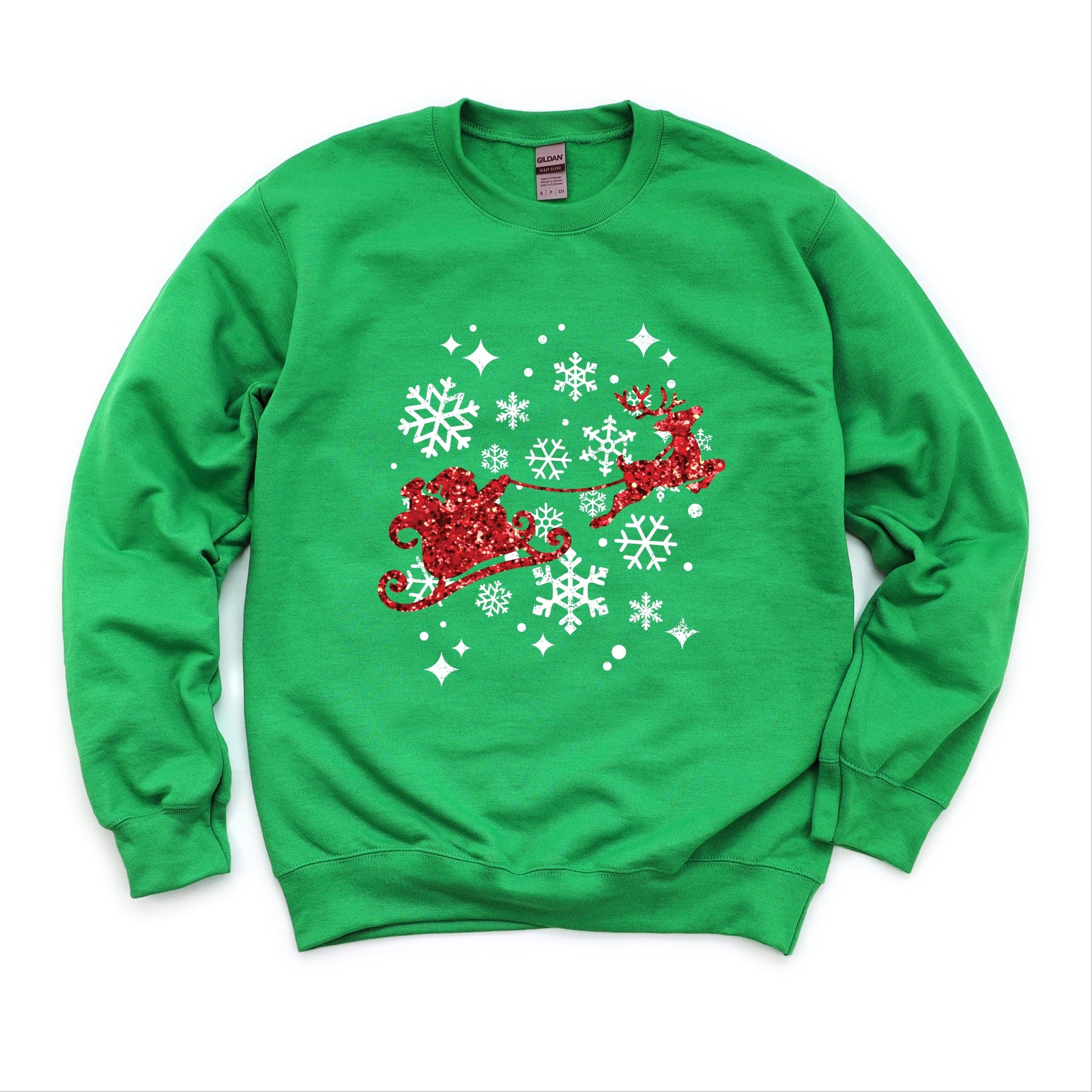Santa Sleigh Glitter -  Womens Sweatshirt