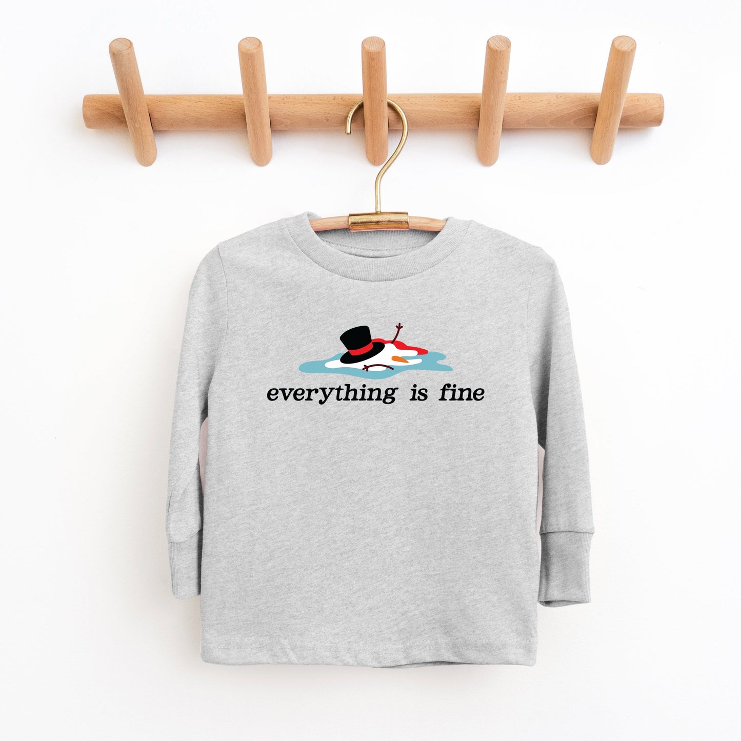 Everything Is Fine Melted Snowman - Youth Long Sleeve Graphic T-Shirt
