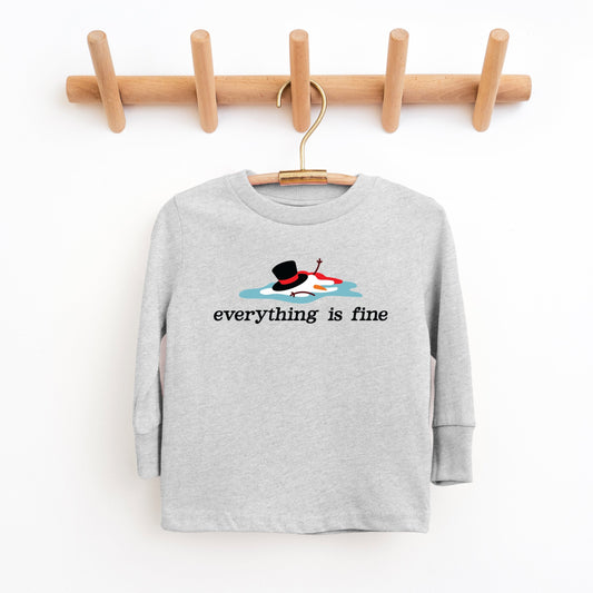 Everything Is Fine Melted Snowman - Youth Long Sleeve Graphic T-Shirt