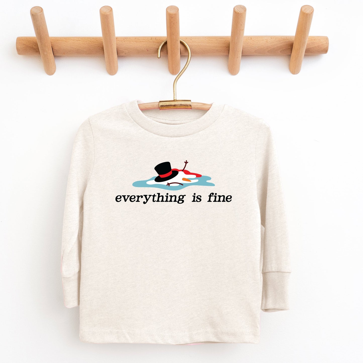 Everything Is Fine Melted Snowman - Youth Long Sleeve Graphic T-Shirt