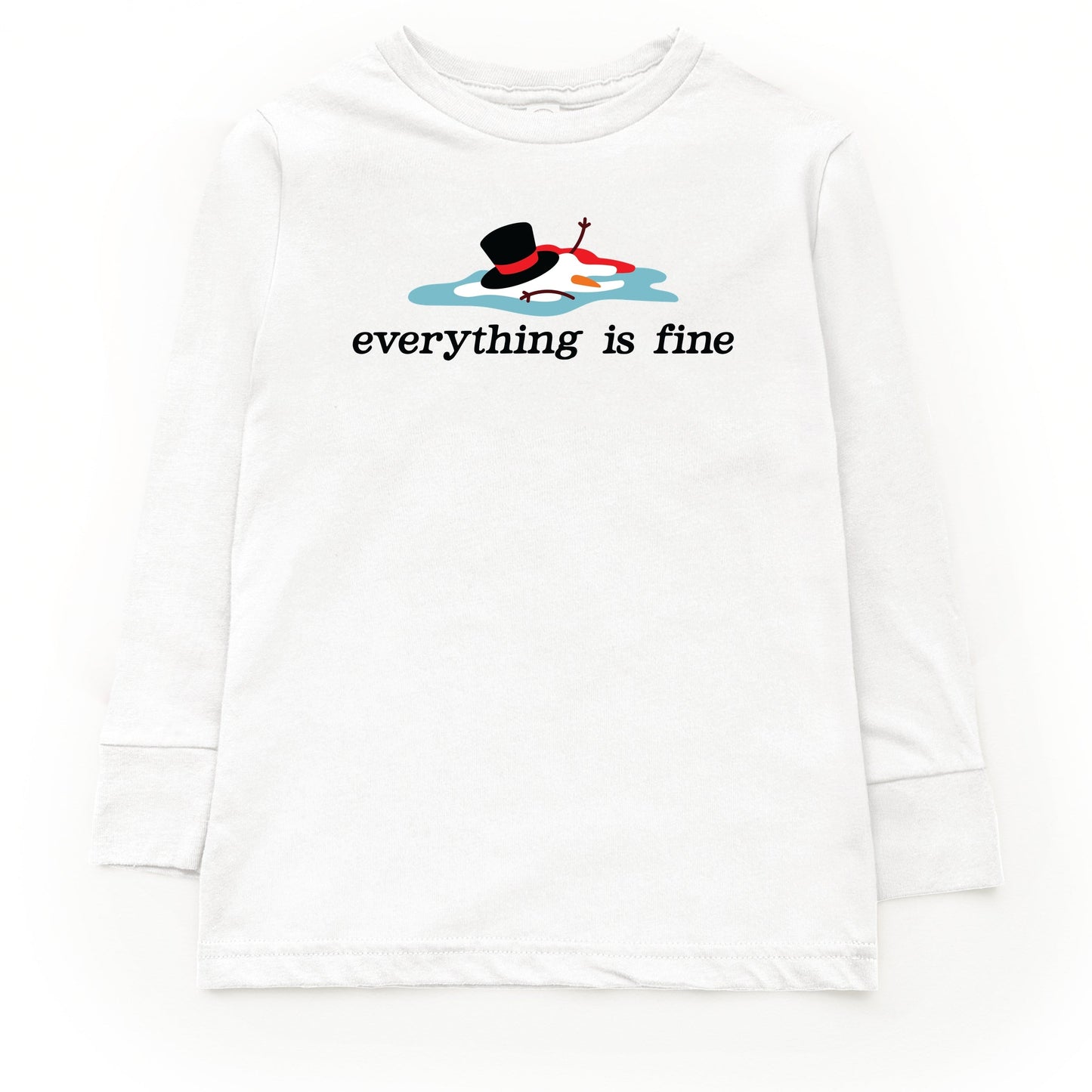 Everything Is Fine Melted Snowman - Youth Long Sleeve Graphic T-Shirt