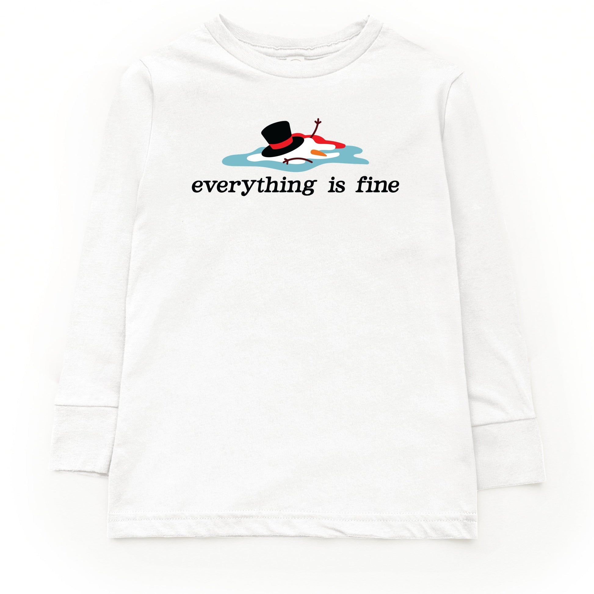 Everything Is Fine Melted Snowman - Youth Long Sleeve Graphic T-Shirt