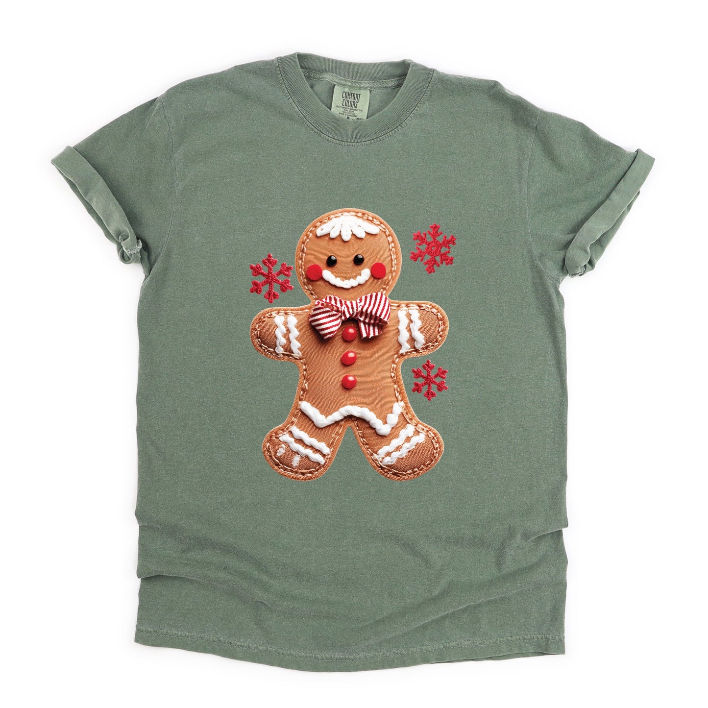 Gingerbread Patchwork Print - Women's Garment Dyed Tee