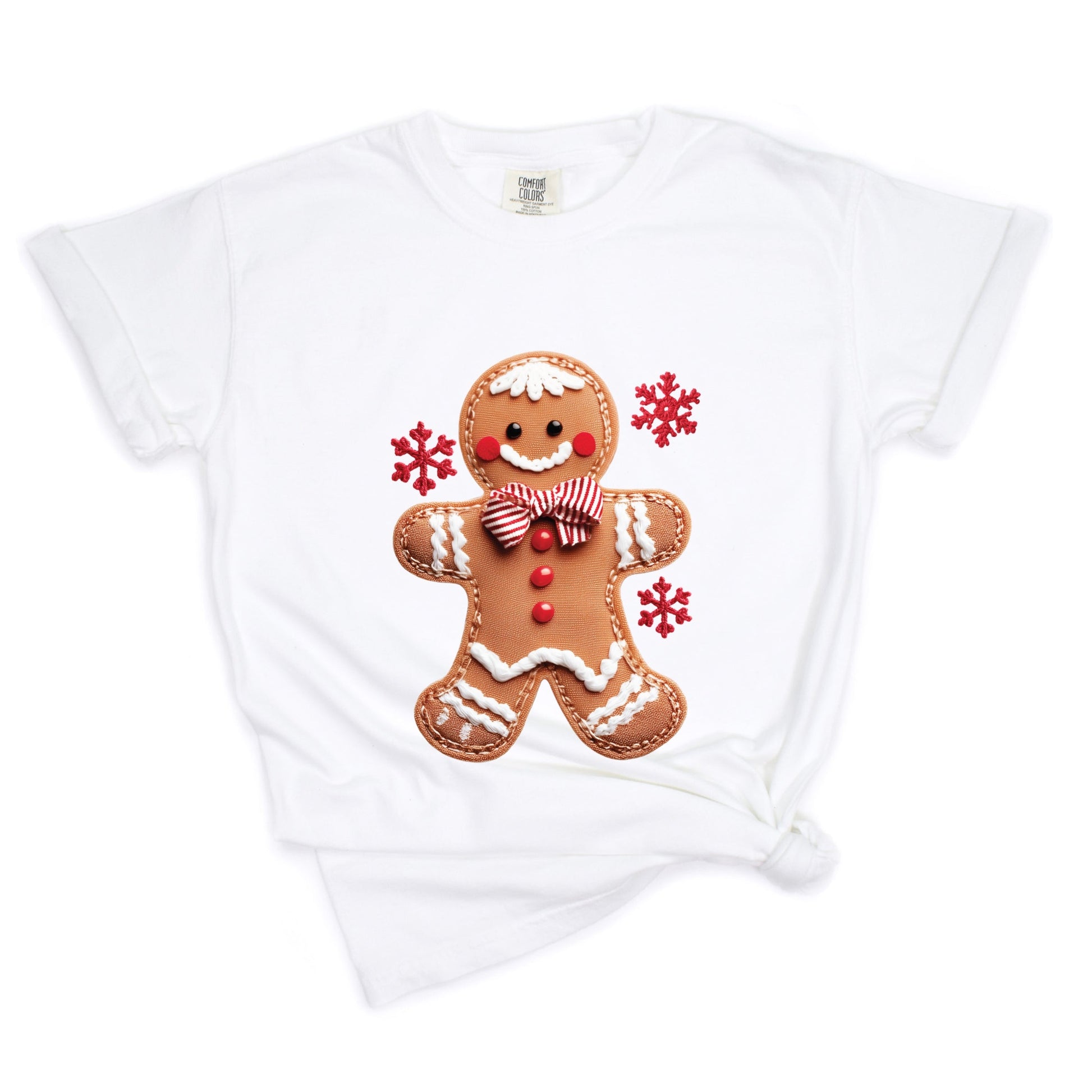 Gingerbread Patchwork Print - Womens Garment Dyed Tee