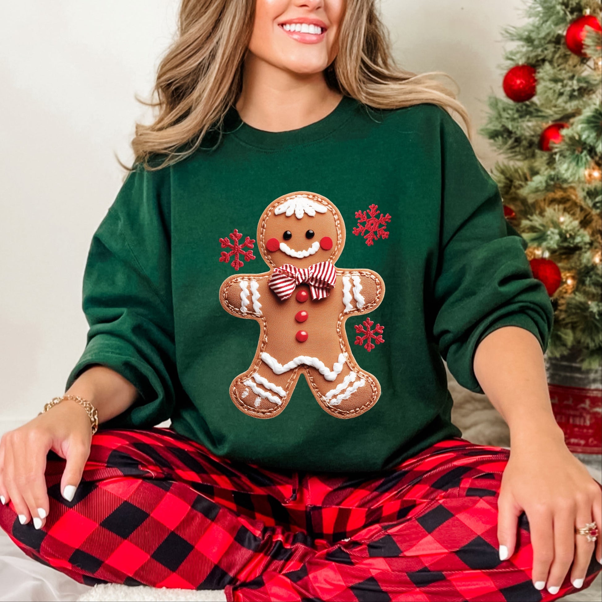 Gingerbread Patchwork Print -  Womens Sweatshirt