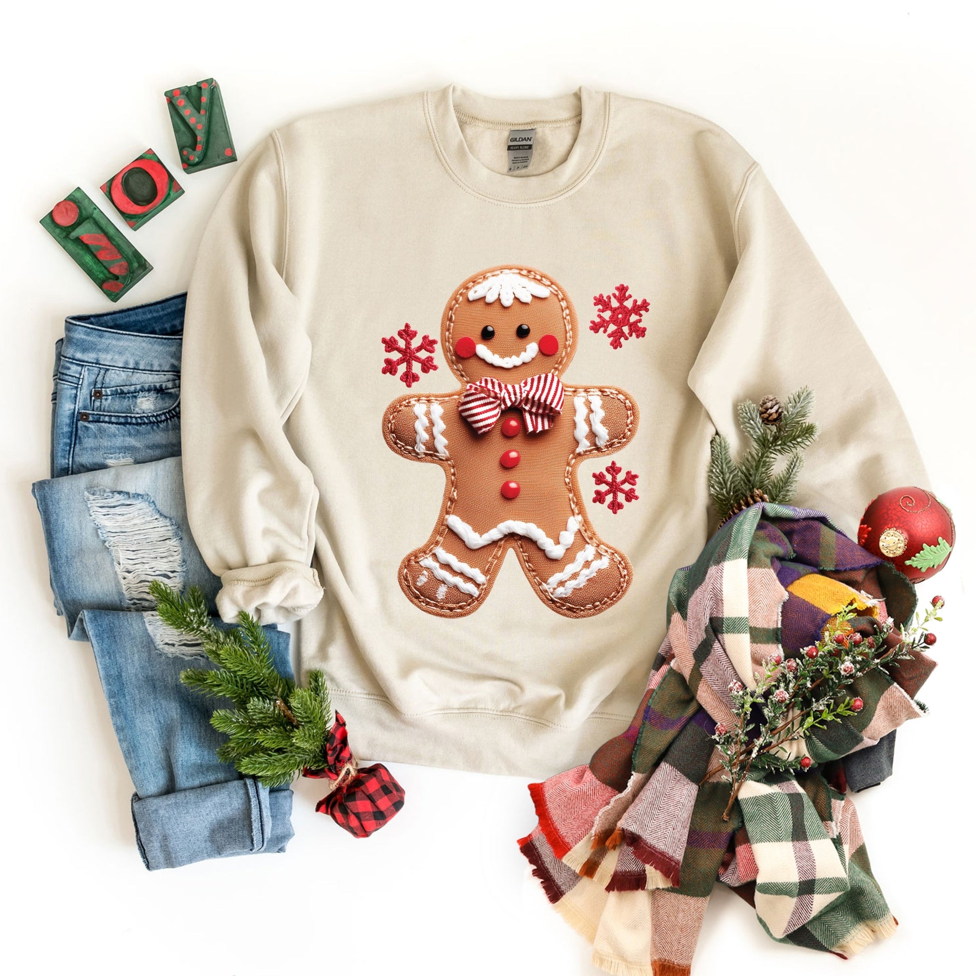 Gingerbread Patchwork Print -  Womens Sweatshirt