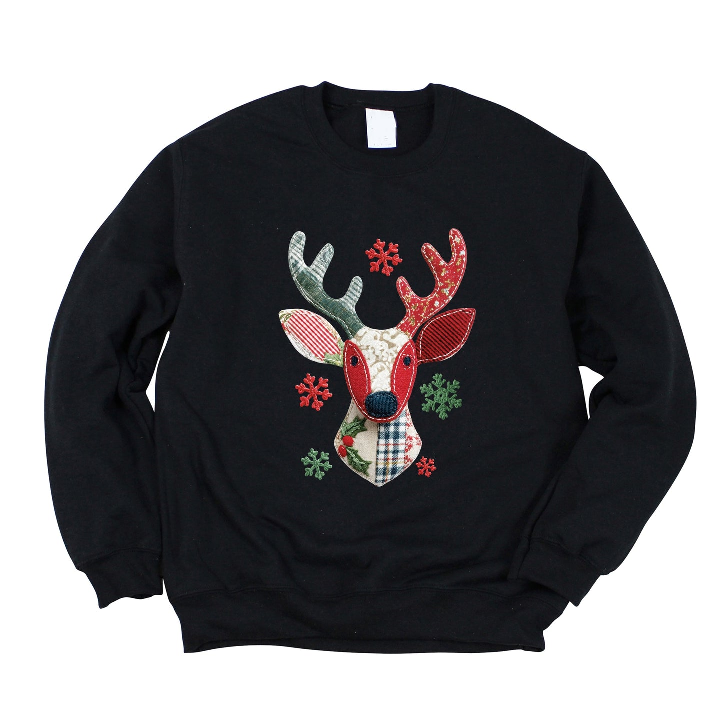 Reindeer Patchwork Print -  Women's Sweatshirt